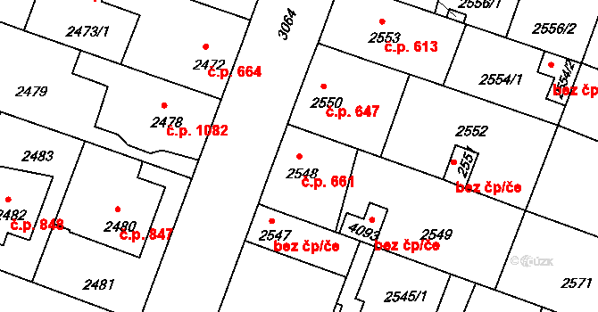 Čelákovice 661 na parcele st. 2548 v KÚ Čelákovice, Katastrální mapa