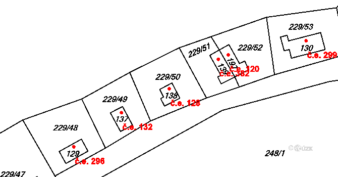 Hostěradice 128, Kamenný Přívoz na parcele st. 138 v KÚ Hostěradice, Katastrální mapa