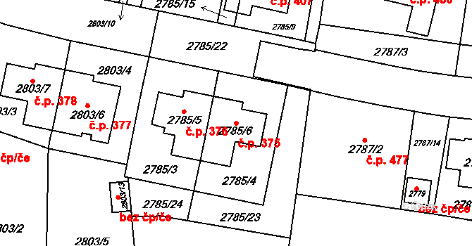 Nosálovice 375, Vyškov na parcele st. 2785/6 v KÚ Vyškov, Katastrální mapa