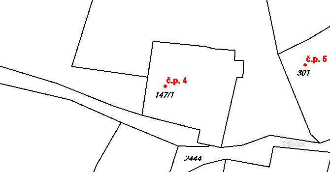 Rychtářov 4, Brloh na parcele st. 147/1 v KÚ Janské Údolí, Katastrální mapa