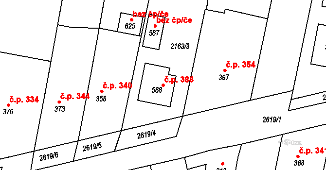 Horní Cerekev 388 na parcele st. 588 v KÚ Horní Cerekev, Katastrální mapa