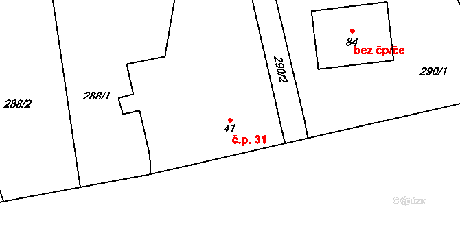 Petrovice nad Úhlavou 31, Janovice nad Úhlavou na parcele st. 41 v KÚ Petrovice nad Úhlavou, Katastrální mapa
