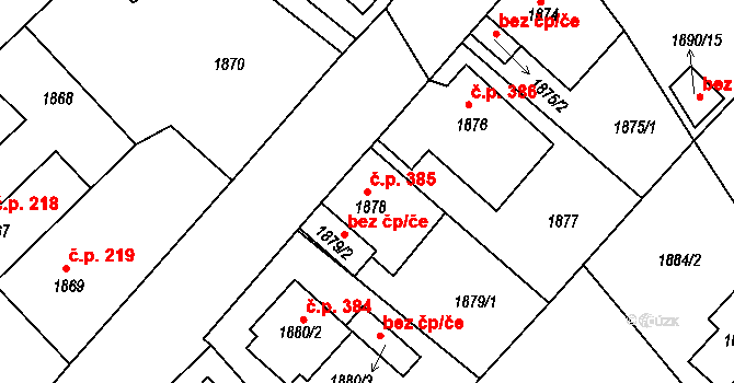 Příbram III 385, Příbram na parcele st. 1878 v KÚ Příbram, Katastrální mapa