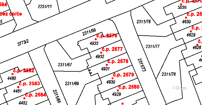 Dvůr Králové nad Labem 2577 na parcele st. 4932 v KÚ Dvůr Králové nad Labem, Katastrální mapa