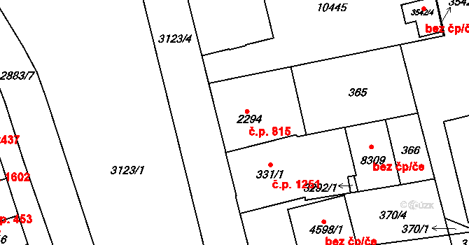 Hodonín 815 na parcele st. 2294 v KÚ Hodonín, Katastrální mapa