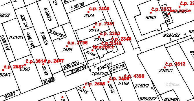 Hodonín 2349 na parcele st. 2212/1 v KÚ Hodonín, Katastrální mapa
