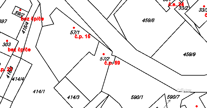 Sezemice 59, Rtyně nad Bílinou na parcele st. 57/2 v KÚ Velvěty, Katastrální mapa