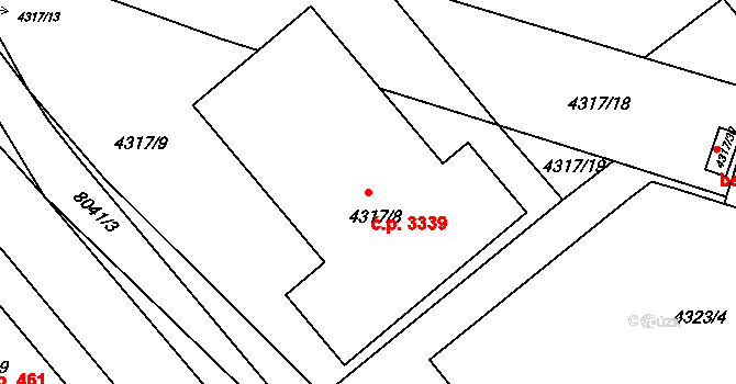 Mělník 3339 na parcele st. 4317/8 v KÚ Mělník, Katastrální mapa
