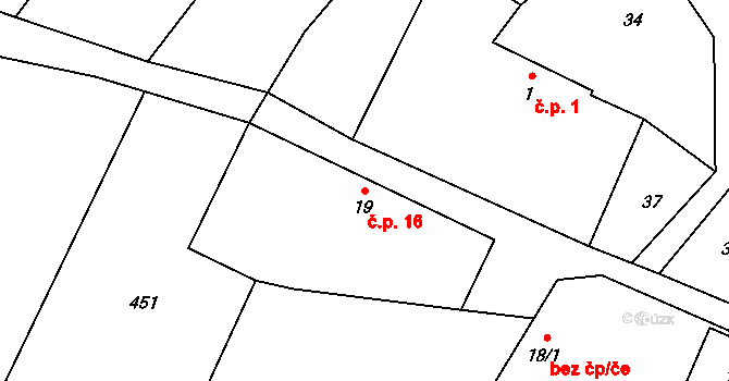 Kačerov 16, Loket na parcele st. 19 v KÚ Kačerov, Katastrální mapa