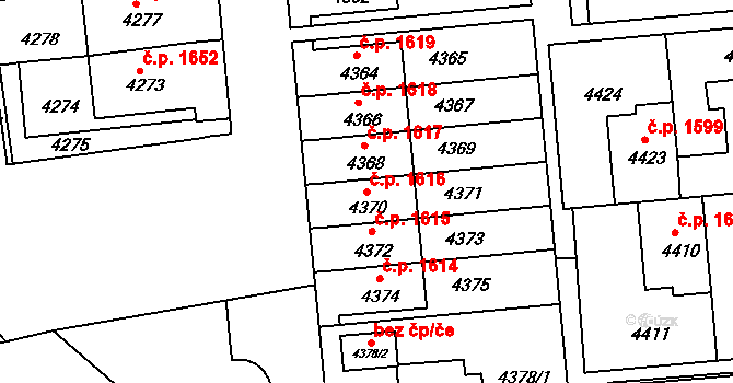 Žďár nad Sázavou 7 1616, Žďár nad Sázavou na parcele st. 4370 v KÚ Město Žďár, Katastrální mapa