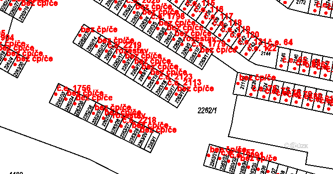 Jirkov 2113 na parcele st. 2263/17 v KÚ Jirkov, Katastrální mapa