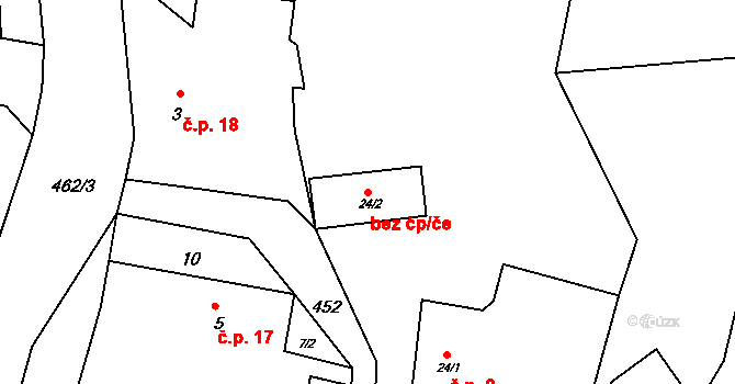 Klučenice 38637928 na parcele st. 24/2 v KÚ Kosobudy, Katastrální mapa