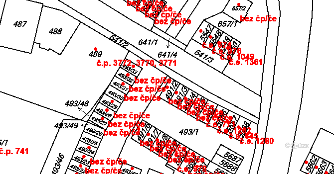 Chomutov 39100928 na parcele st. 491/2 v KÚ Chomutov I, Katastrální mapa