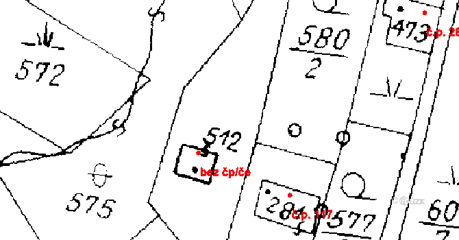 Písek 40204928 na parcele st. 512 v KÚ Písek u Jablunkova, Katastrální mapa