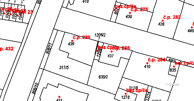 Osek 41616928 na parcele st. 1206/1 v KÚ Osek u Duchcova, Katastrální mapa