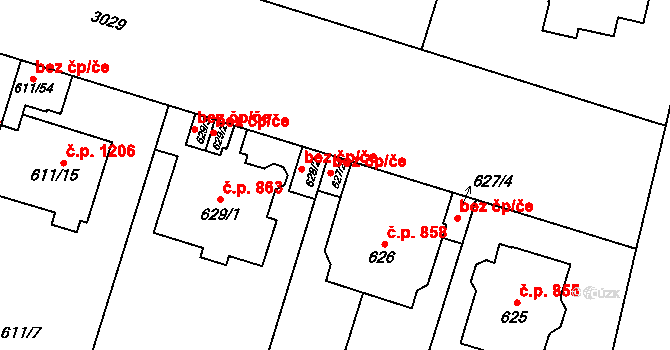 Opava 43815928 na parcele st. 627/2 v KÚ Opava-Předměstí, Katastrální mapa