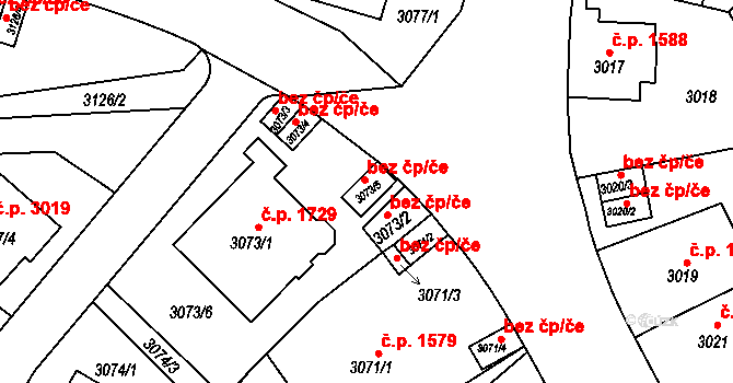 Teplice 45111928 na parcele st. 3073/5 v KÚ Teplice, Katastrální mapa