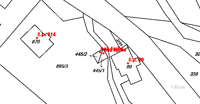 Rudoltice 45493928 na parcele st. 445/2 v KÚ Rudoltice u Lanškrouna, Katastrální mapa