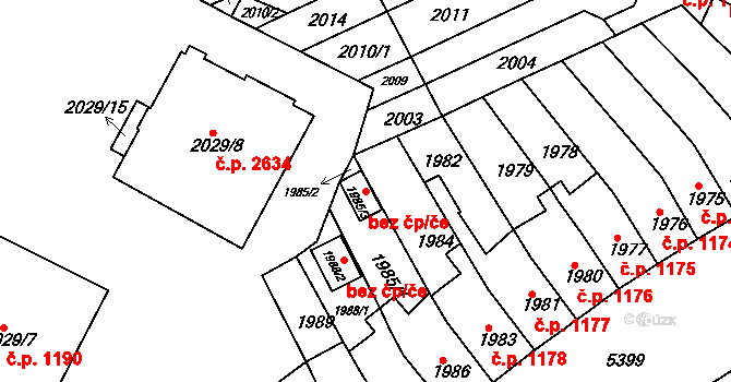 Znojmo 47524928 na parcele st. 1985/3 v KÚ Znojmo-město, Katastrální mapa