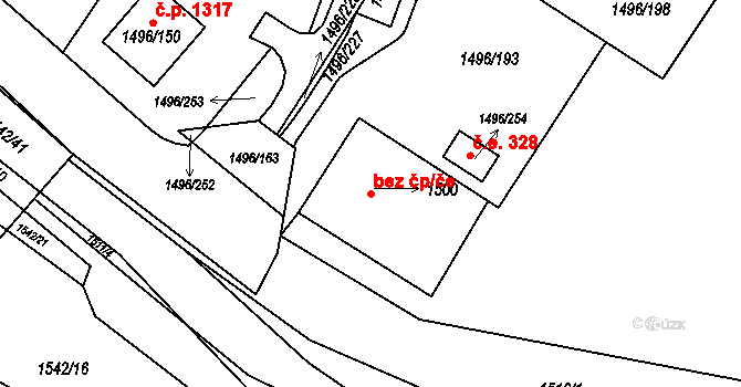 Brumov-Bylnice 48444928 na parcele st. 1500 v KÚ Bylnice, Katastrální mapa