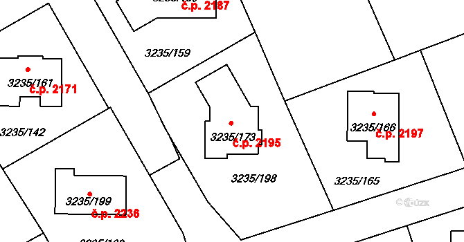 Tachov 2195 na parcele st. 3235/173 v KÚ Tachov, Katastrální mapa
