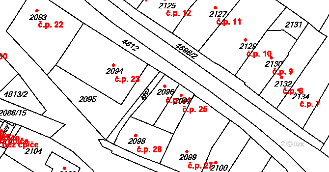 Pražské Předměstí 24, Vysoké Mýto na parcele st. 2096 v KÚ Vysoké Mýto, Katastrální mapa