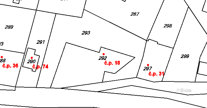 Beroun-Zdejcina 18, Beroun na parcele st. 292 v KÚ Zdejcina, Katastrální mapa
