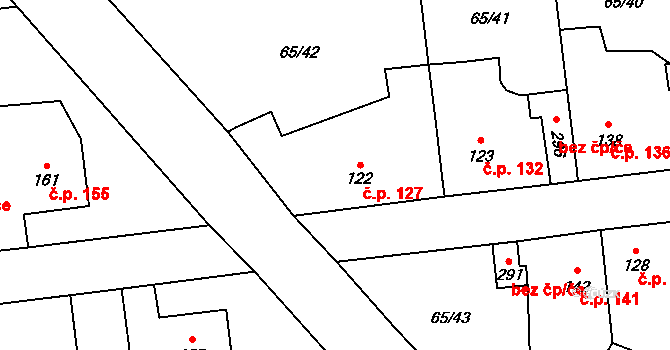 Holubice 127 na parcele st. 122 v KÚ Holubice v Čechách, Katastrální mapa