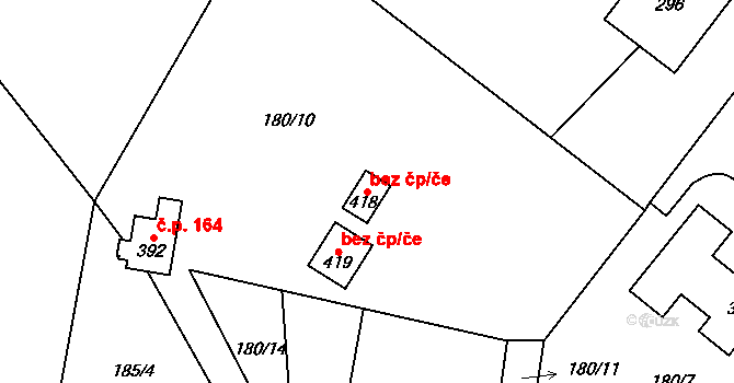 Cheb 78918928 na parcele st. 418 v KÚ Hradiště u Chebu, Katastrální mapa