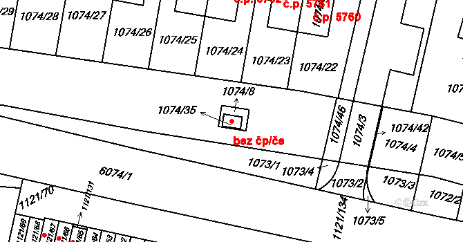 Jihlava 88065928 na parcele st. 1074/35 v KÚ Jihlava, Katastrální mapa