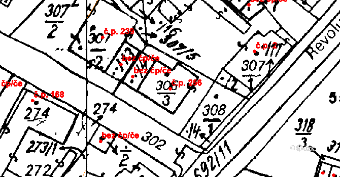 Vlkýš 256, Heřmanova Huť na parcele st. 306/3 v KÚ Vlkýš, Katastrální mapa