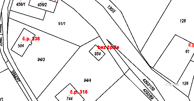 Opatov 99886928 na parcele st. 954 v KÚ Opatov v Čechách, Katastrální mapa