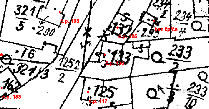 Horní Lukavice 130 na parcele st. 133 v KÚ Horní Lukavice, Katastrální mapa