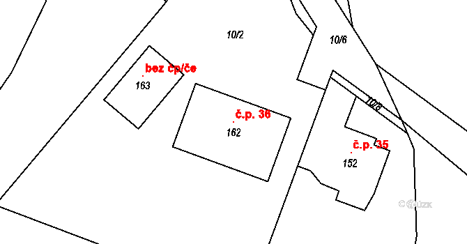Jemniště 36, Postupice na parcele st. 162 v KÚ Jemniště, Katastrální mapa