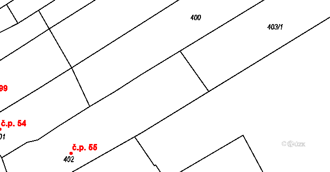 Přerov V-Dluhonice 55, Přerov na parcele st. 402 v KÚ Dluhonice, Katastrální mapa