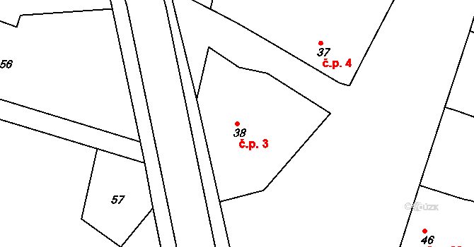 Chvalovice 3, Kovanice na parcele st. 38 v KÚ Chvalovice u Nymburka, Katastrální mapa