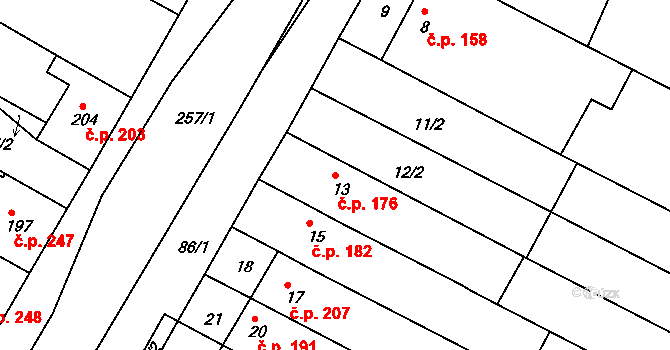 Milokošť 176, Veselí nad Moravou na parcele st. 13 v KÚ Milokošť, Katastrální mapa