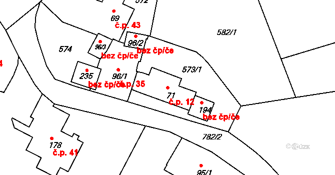 Bukovice 12, Bžany na parcele st. 71 v KÚ Lhenice u Bžan, Katastrální mapa