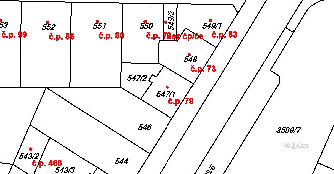 Řetenice 79, Teplice na parcele st. 547/1 v KÚ Teplice-Řetenice, Katastrální mapa