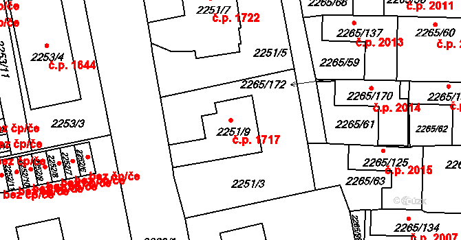 Turnov 1717 na parcele st. 2251/9 v KÚ Turnov, Katastrální mapa
