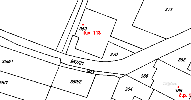 Klikov 113, Suchdol nad Lužnicí na parcele st. 369 v KÚ Klikov, Katastrální mapa
