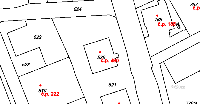 Liberec XI-Růžodol I 490, Liberec na parcele st. 520 v KÚ Růžodol I, Katastrální mapa