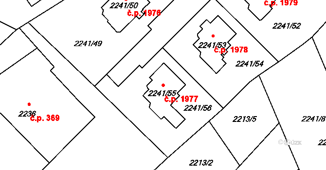 Hranice 1977, Karviná na parcele st. 2241/55 v KÚ Karviná-město, Katastrální mapa