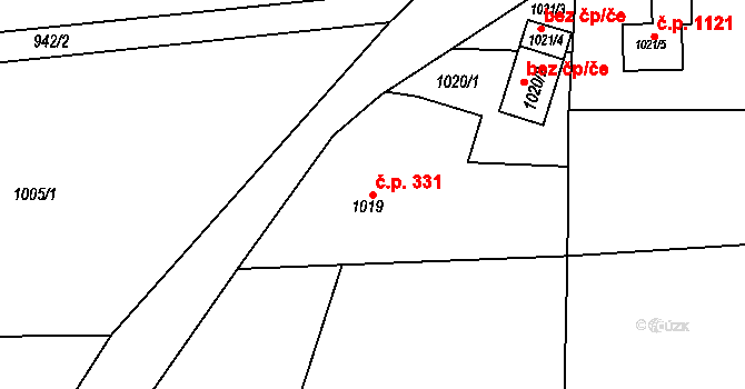 Bludovice 331, Havířov na parcele st. 1019 v KÚ Bludovice, Katastrální mapa