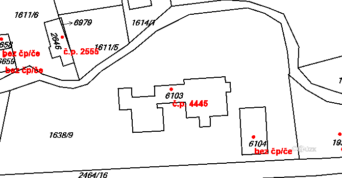 Jablonec nad Nisou 4445 na parcele st. 6103 v KÚ Jablonec nad Nisou, Katastrální mapa