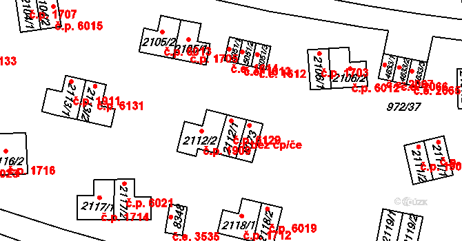 Zlín 6129 na parcele st. 2112/1 v KÚ Zlín, Katastrální mapa