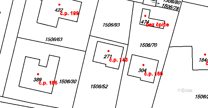 Olbramovice Ves 143, Olbramovice na parcele st. 271 v KÚ Olbramovice u Votic, Katastrální mapa