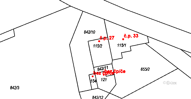 Velké Heřmanice 27, Heřmaničky na parcele st. 115/2 v KÚ Velké Heřmanice, Katastrální mapa