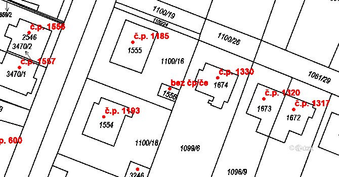 Bystřice pod Hostýnem 41028929 na parcele st. 1556 v KÚ Bystřice pod Hostýnem, Katastrální mapa