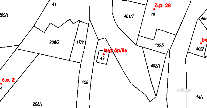 Bezdružice 47816929 na parcele st. 49 v KÚ Řešín, Katastrální mapa